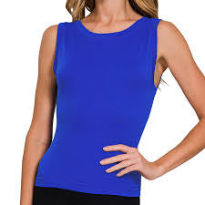 ZENANA CROPPED SEAMLESS ROUND NECK TANK TOP