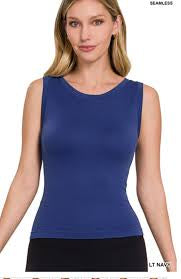 ZENANA CROPPED SEAMLESS ROUND NECK TANK TOP
