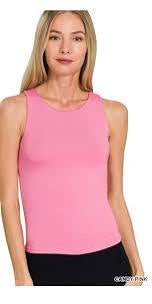 ZENANA CROPPED SEAMLESS ROUND NECK TANK TOP