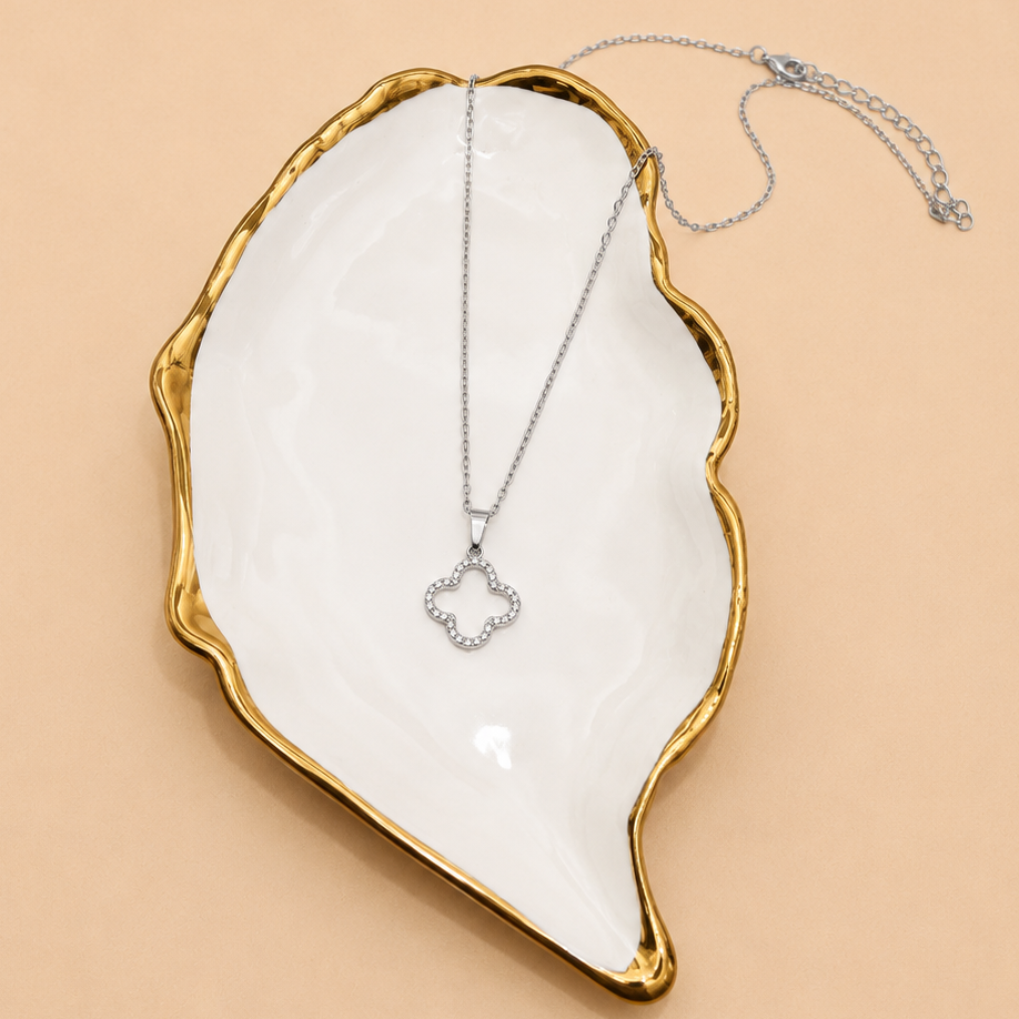 18K STAINLESS STEEL TARNISH FREE CLOVER NECKLACE | 40NK9680