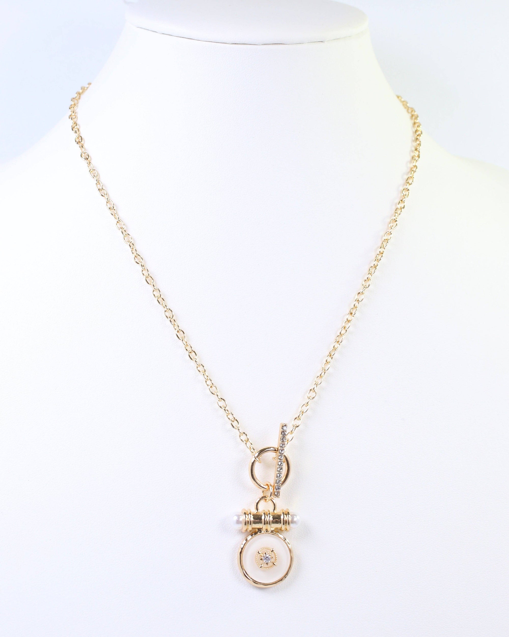 Kurri Circle Drop Necklace White