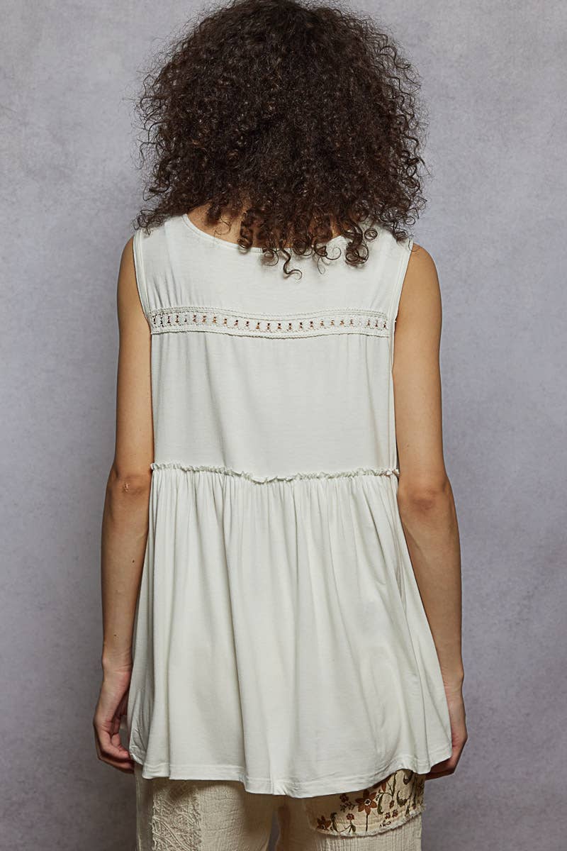 Sleeveless Loose Fit V-Neck Babydoll Casual Knit Top SALE