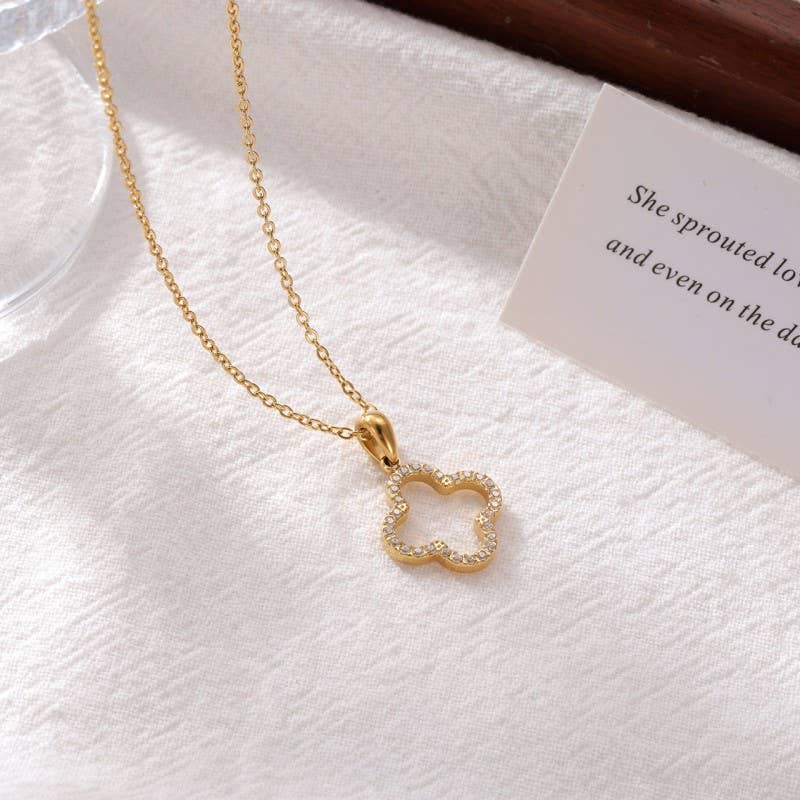 18K STAINLESS STEEL TARNISH FREE CLOVER NECKLACE | 40NK9680