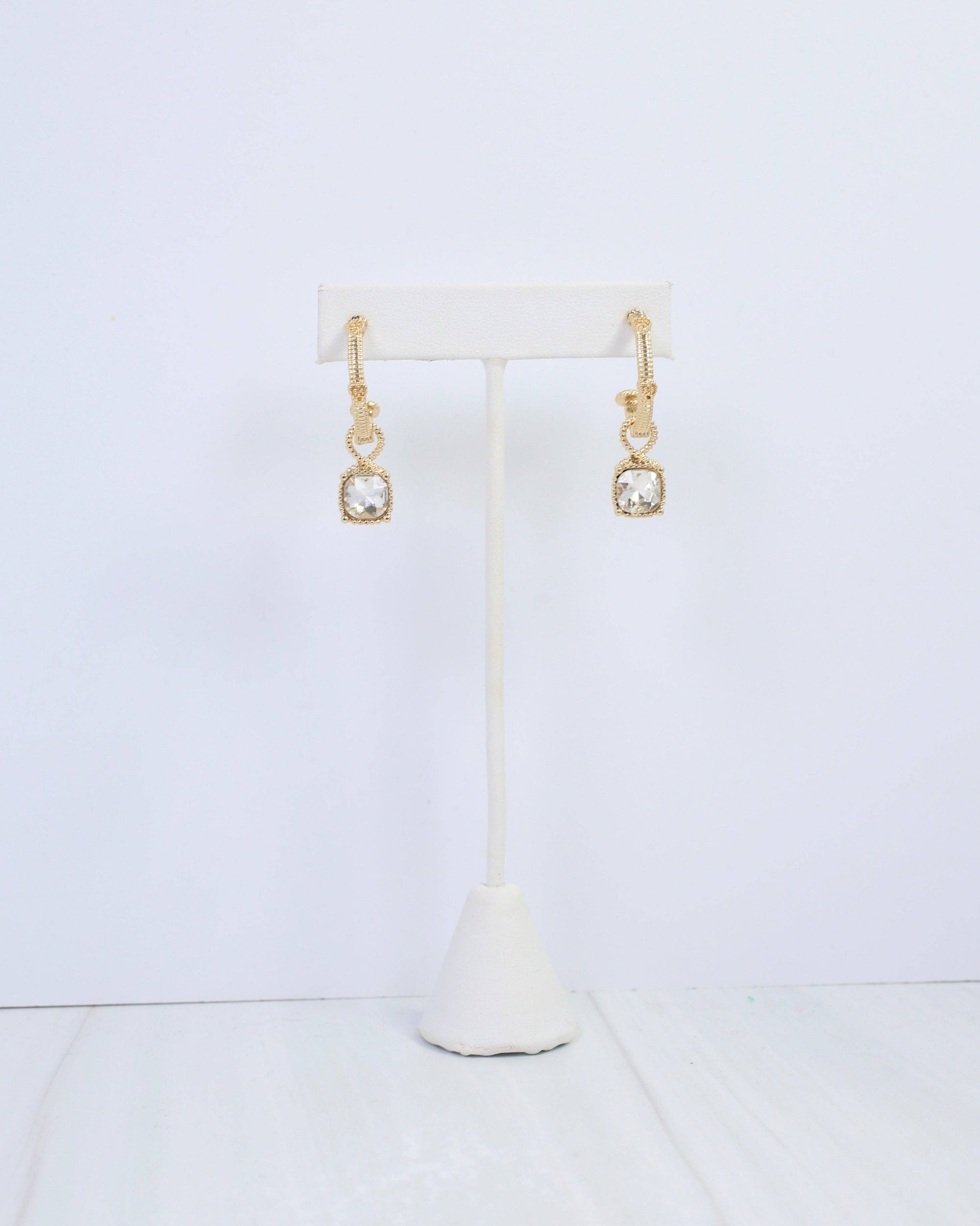 Anika Textured Large Hoop With Dangle Clear