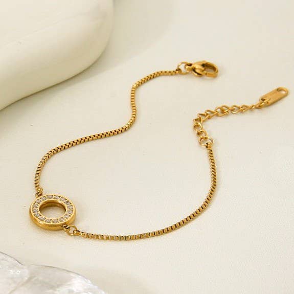 18K STAINLESS STEEL TARNISH FREE GEMSTONE BRACELET