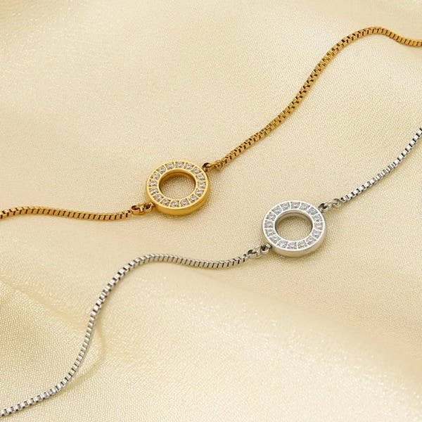 18K STAINLESS STEEL TARNISH FREE GEMSTONE BRACELET