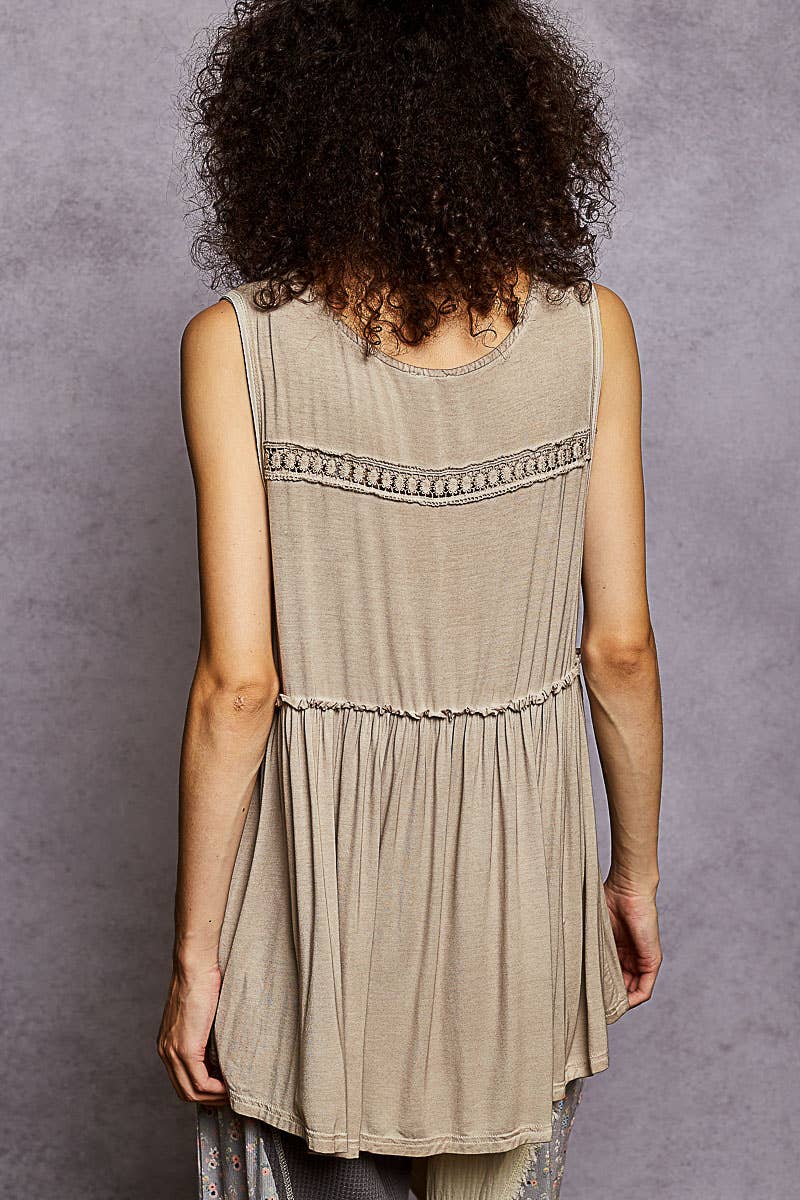 Sleeveless Loose Fit V-Neck Babydoll Casual Knit Top SALE