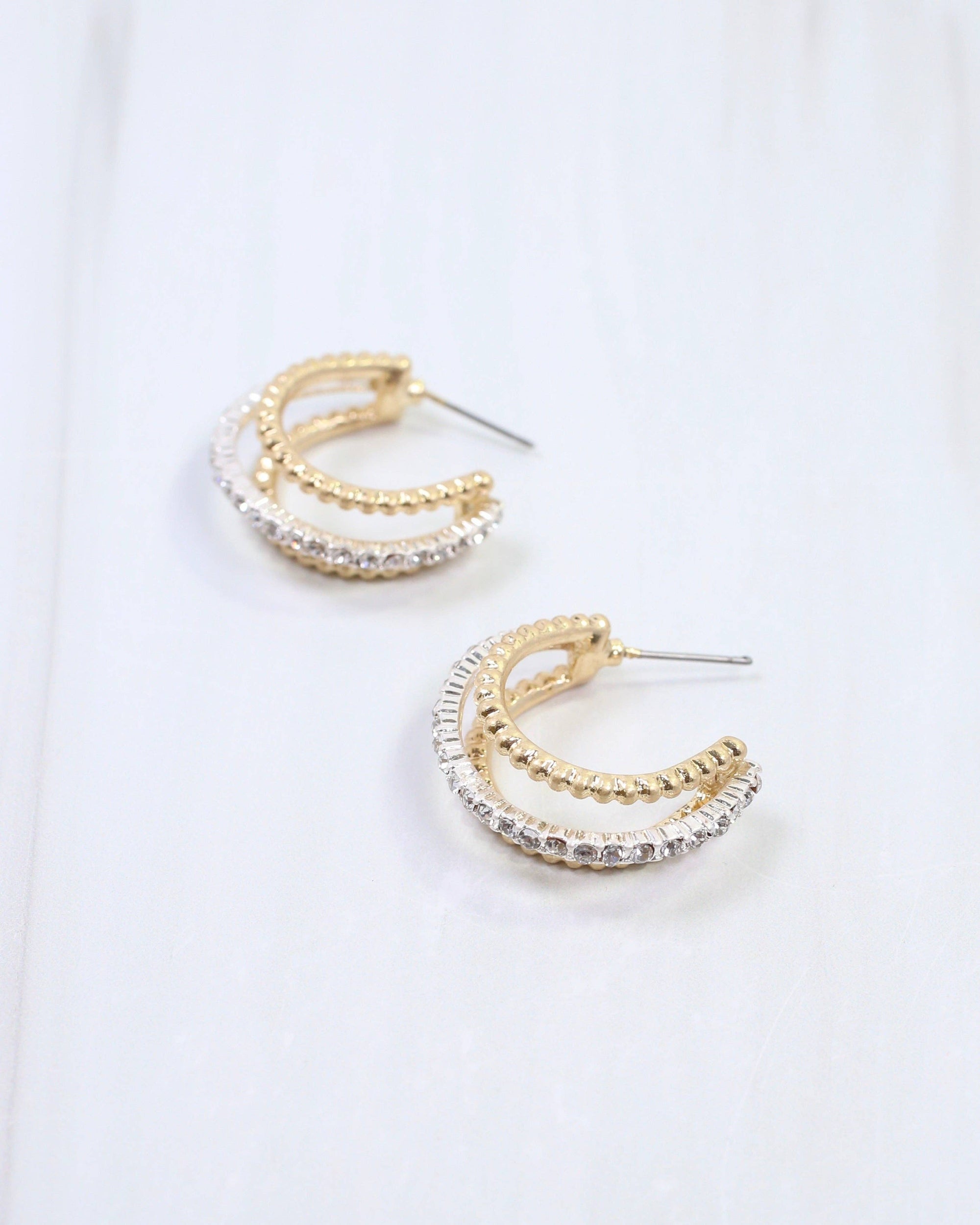 Beatrice Three Line Hoop Earring Gold Silver