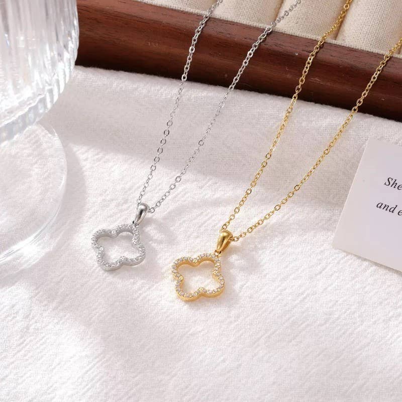 18K STAINLESS STEEL TARNISH FREE CLOVER NECKLACE | 40NK9680
