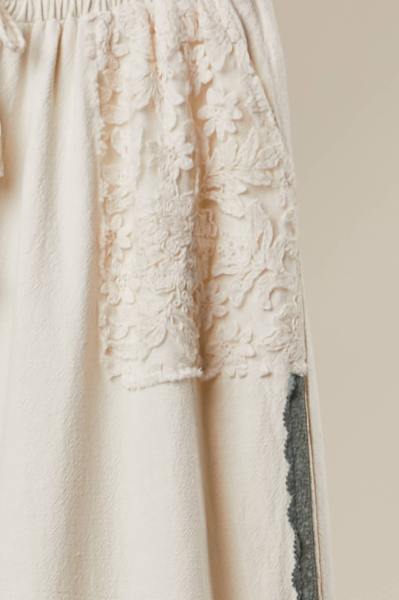 Lace Accents Patchwork Crochet Jogger Pants