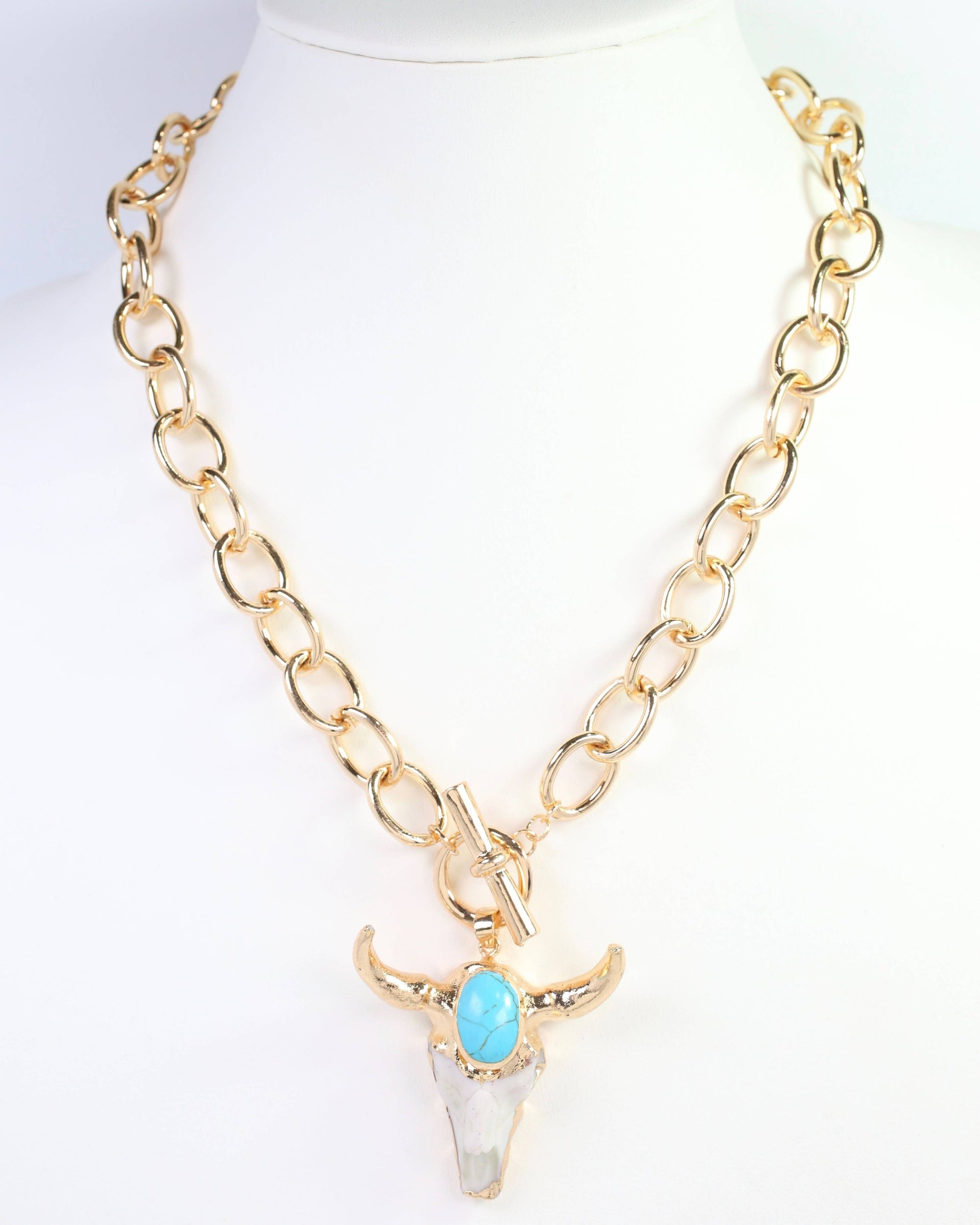 Tombstone Bull Necklace Gold