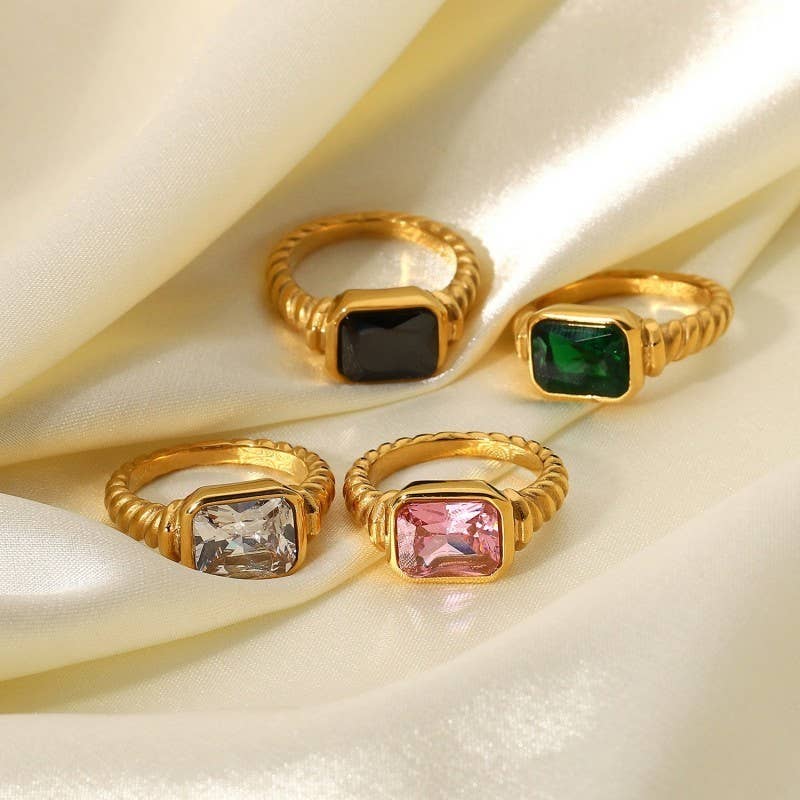 18K STAINLESS STEEL TARNISH FREE  RHINESTONE RINGS | 40R135