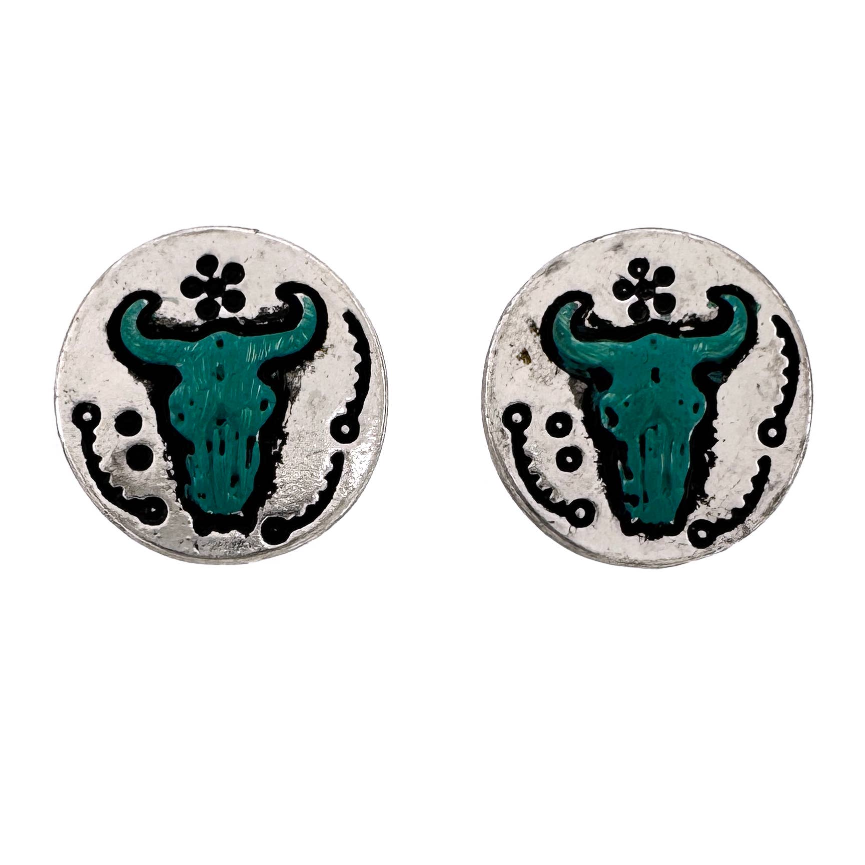 Longhorn Round Stud Earrings