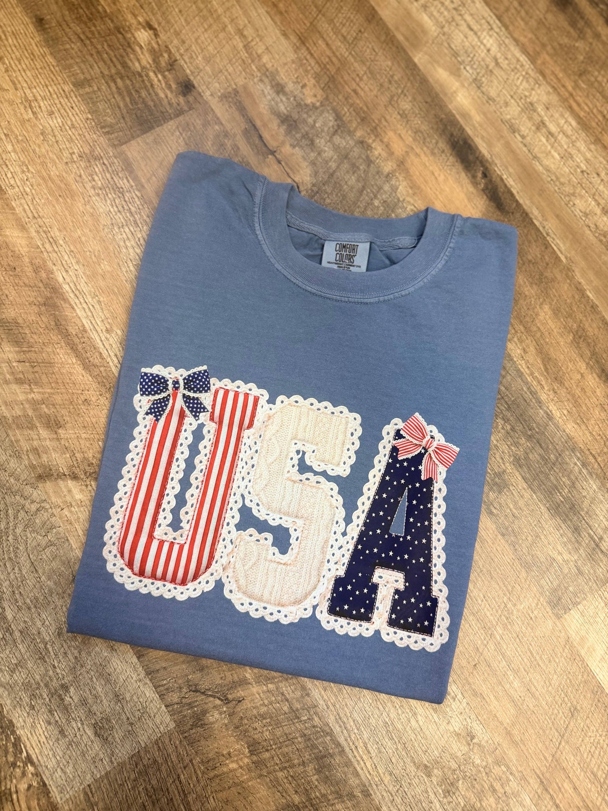 USA Patchwork Comfort Colors Graphic Tee