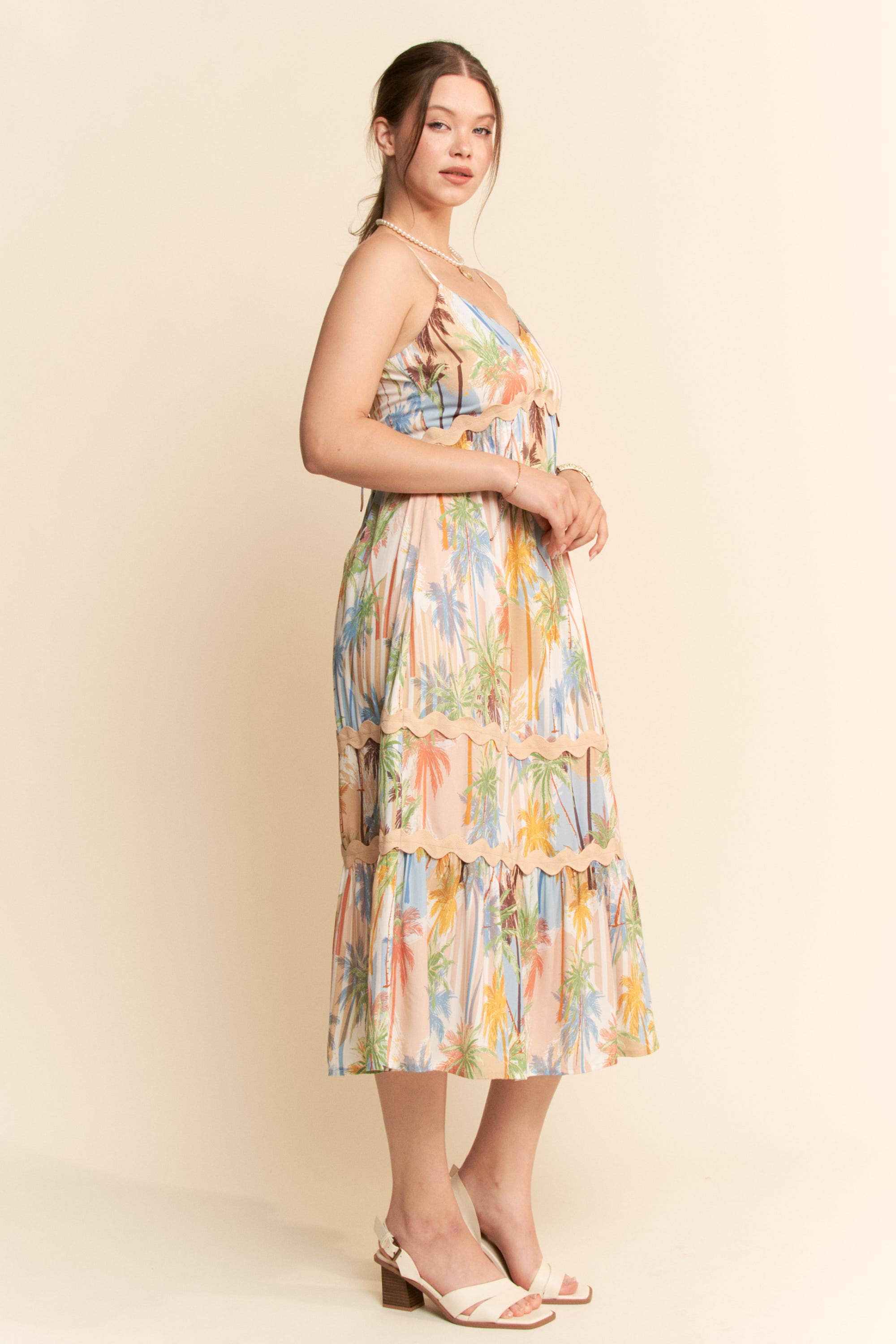 SLEEVELESS MIDI SUNDRESS SPAGHETTI STRAPS