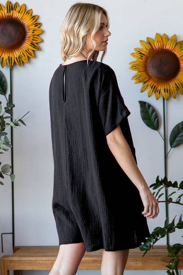 V-Neckline Pleated Detail Women's Romper R5538