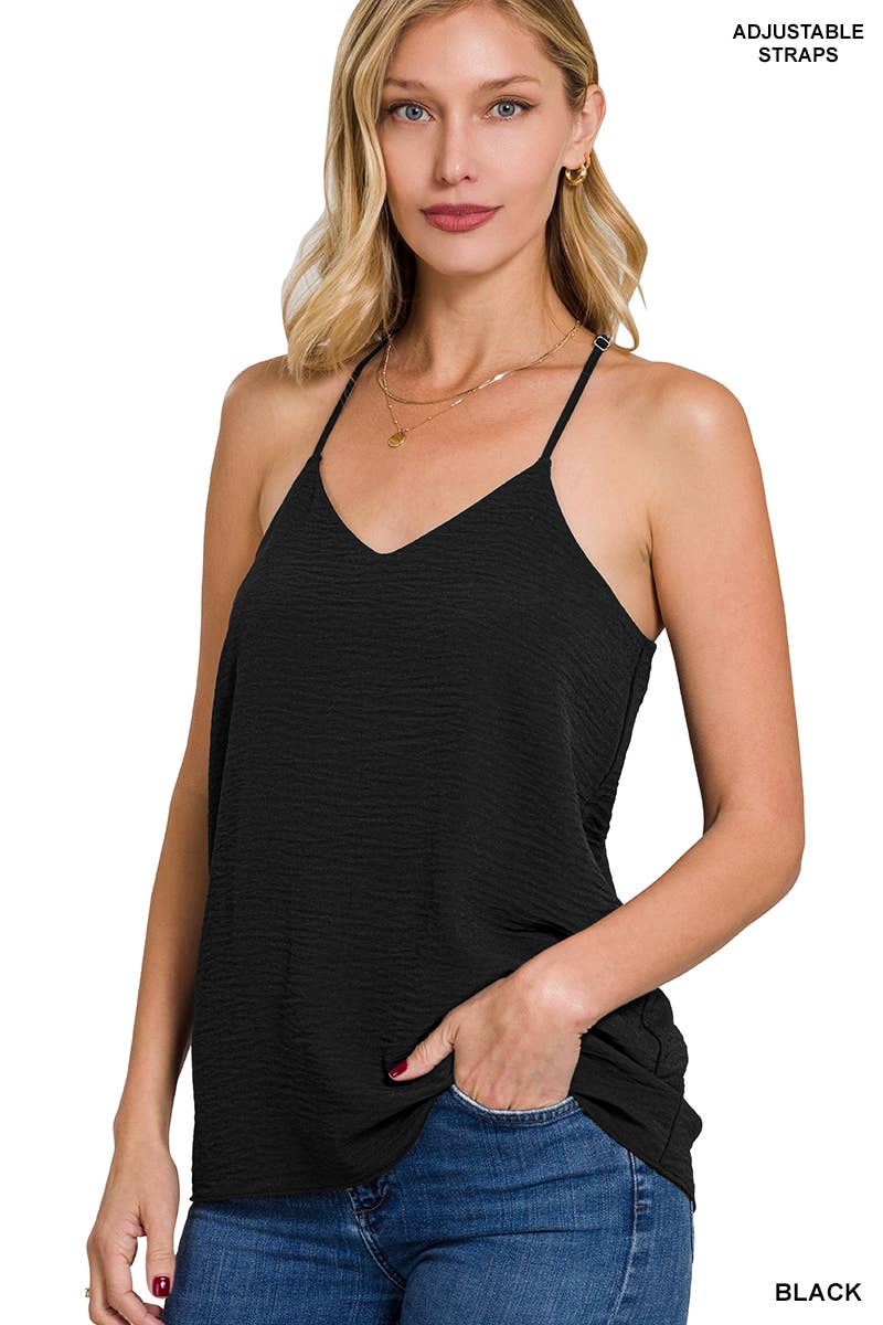 ADJUSTABLE STRAP V-NECK CAMI TOP