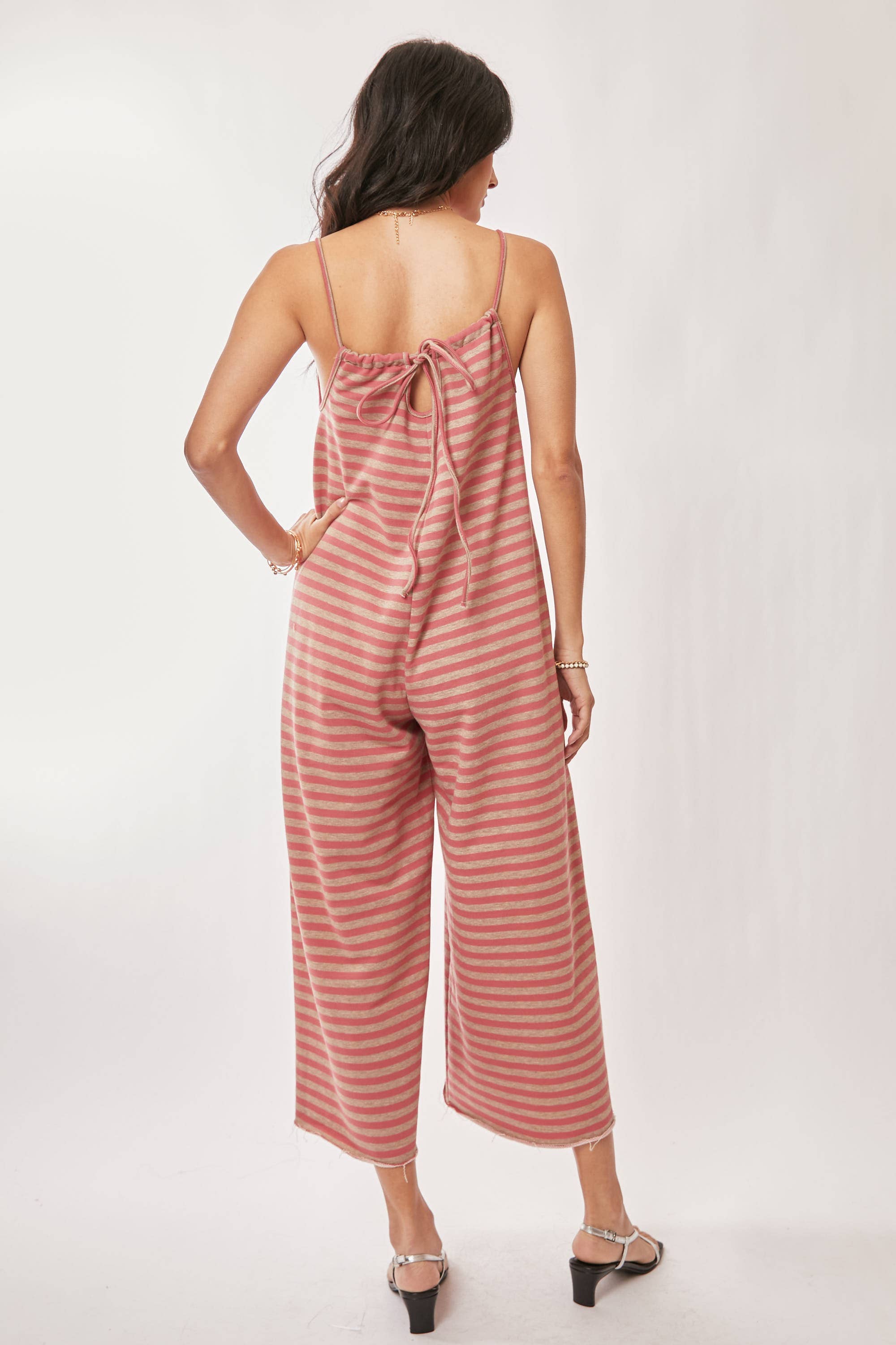 PLUS STRIPED FRENCH TERRY HEART JUMPSUIT