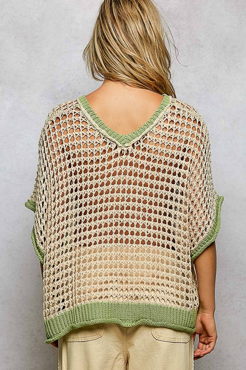 Round Neck Sleeveless Floral Thin Sweater Top