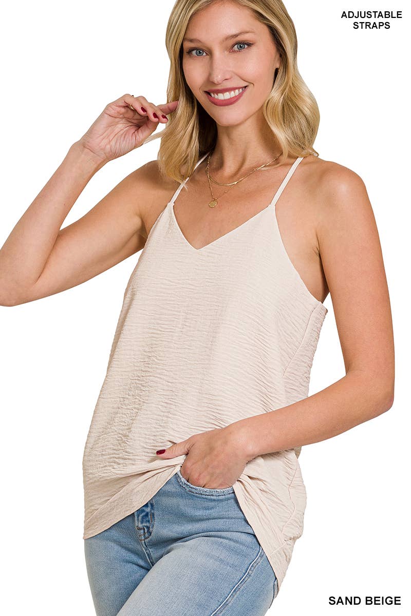 ADJUSTABLE STRAP V-NECK CAMI TOP