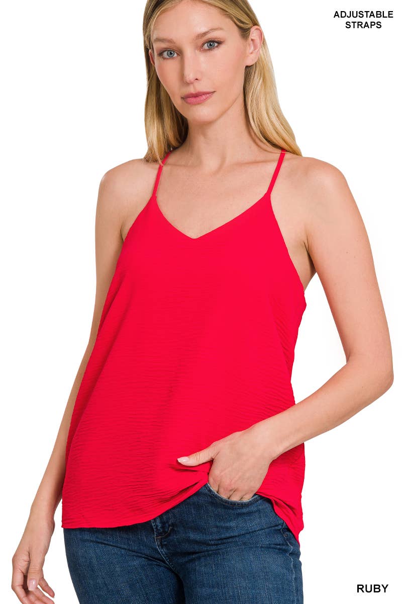 ADJUSTABLE STRAP V-NECK CAMI TOP