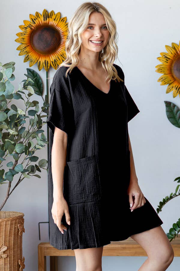 V-Neckline Pleated Detail Women's Romper R5538