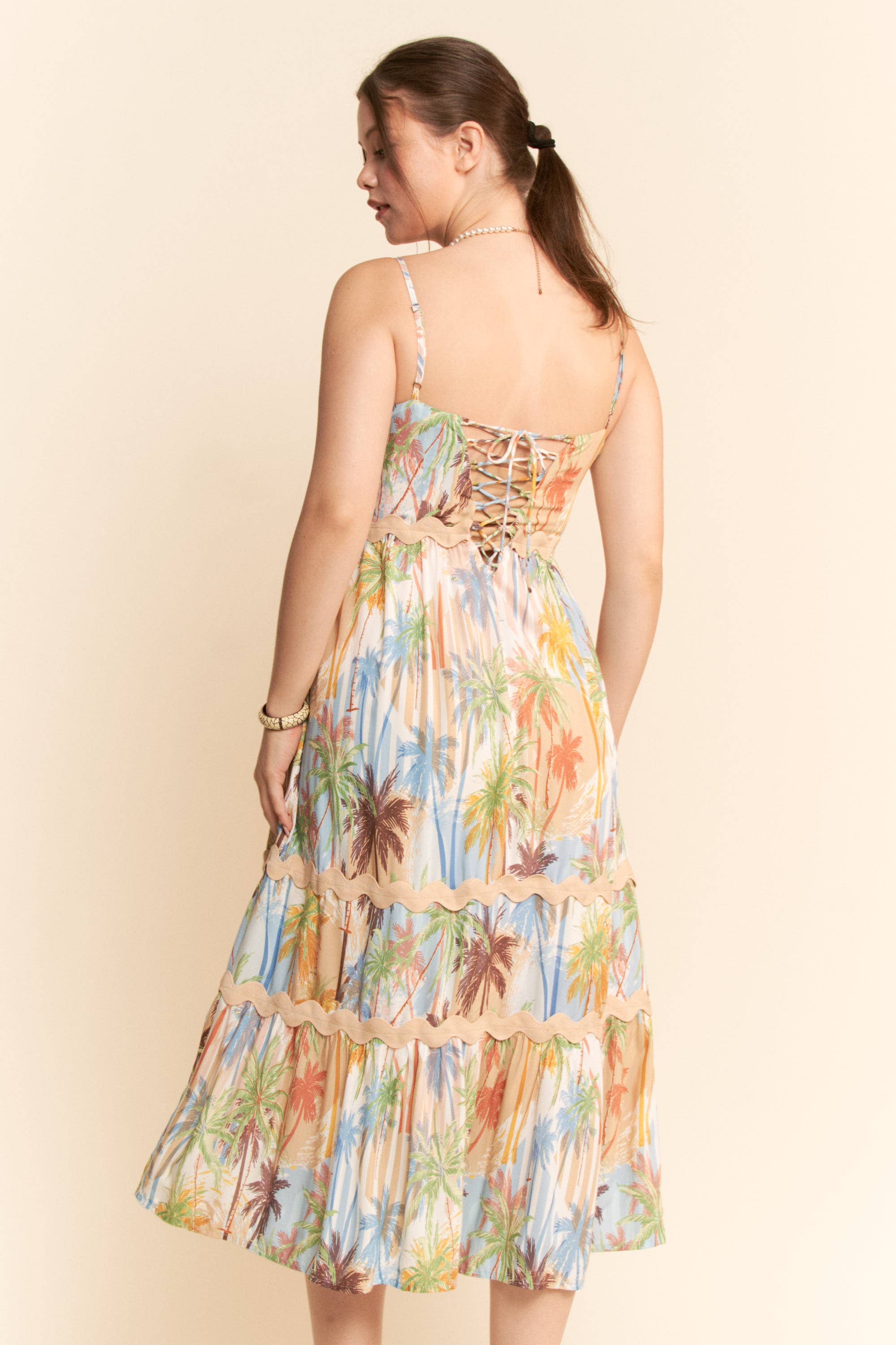 SLEEVELESS MIDI SUNDRESS SPAGHETTI STRAPS