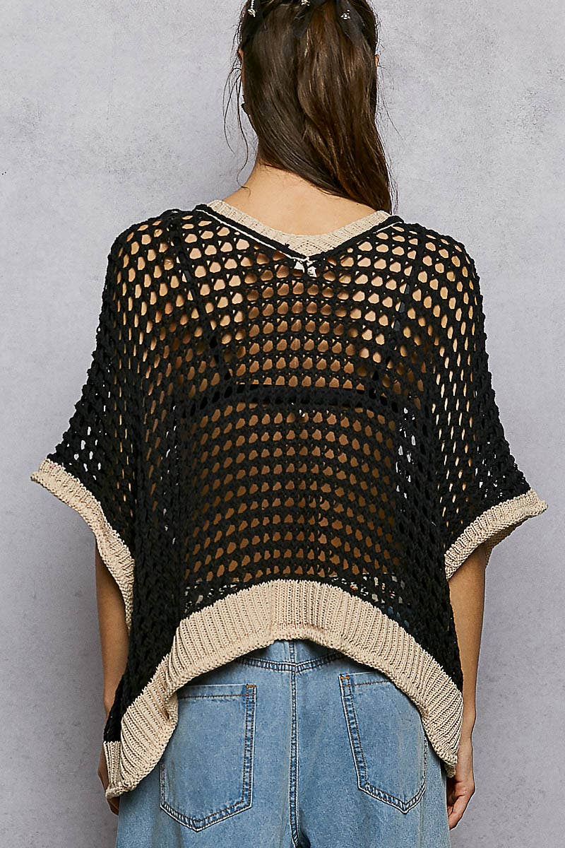 Round Neck Sleeveless Floral Thin Sweater Top