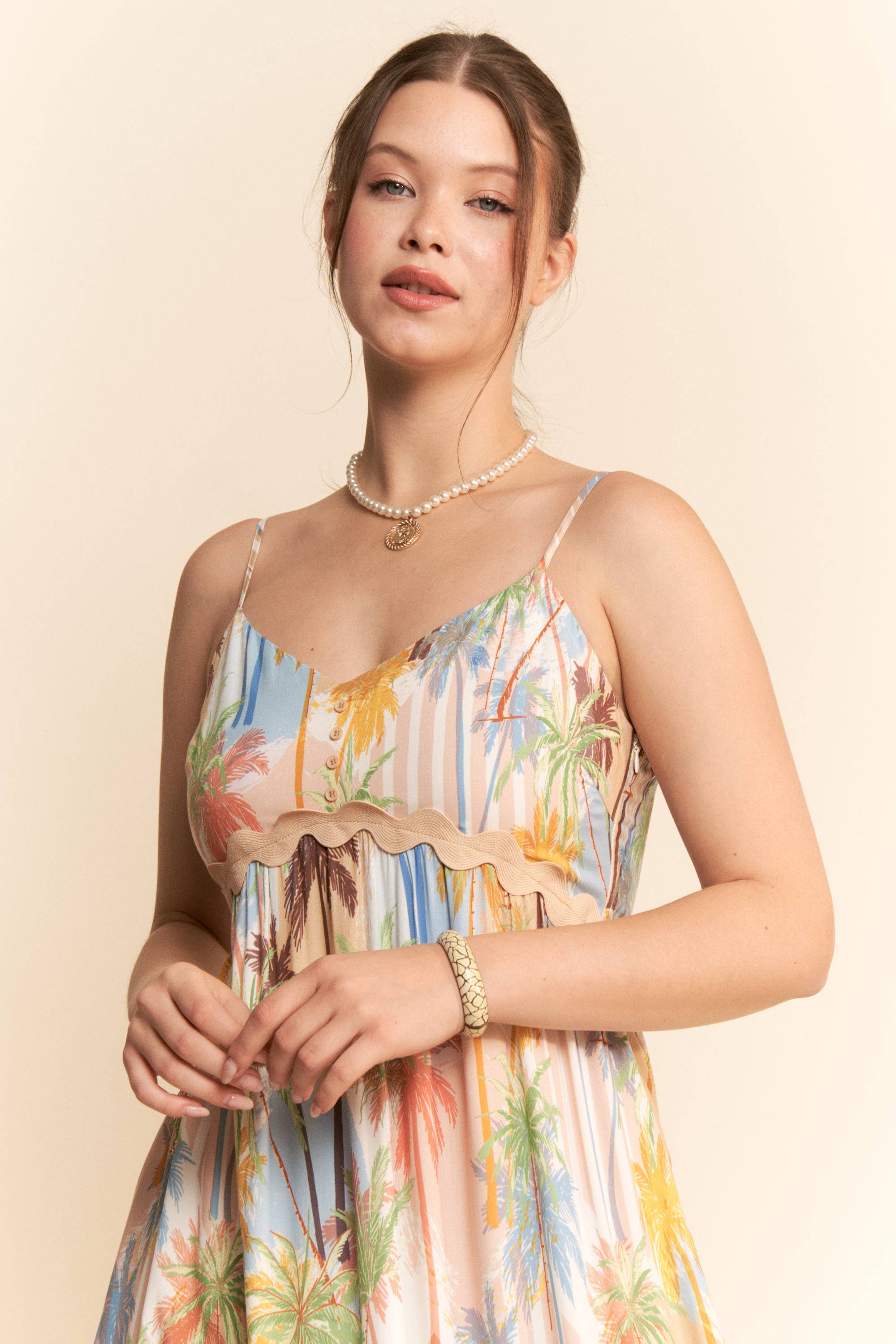 SLEEVELESS MIDI SUNDRESS SPAGHETTI STRAPS