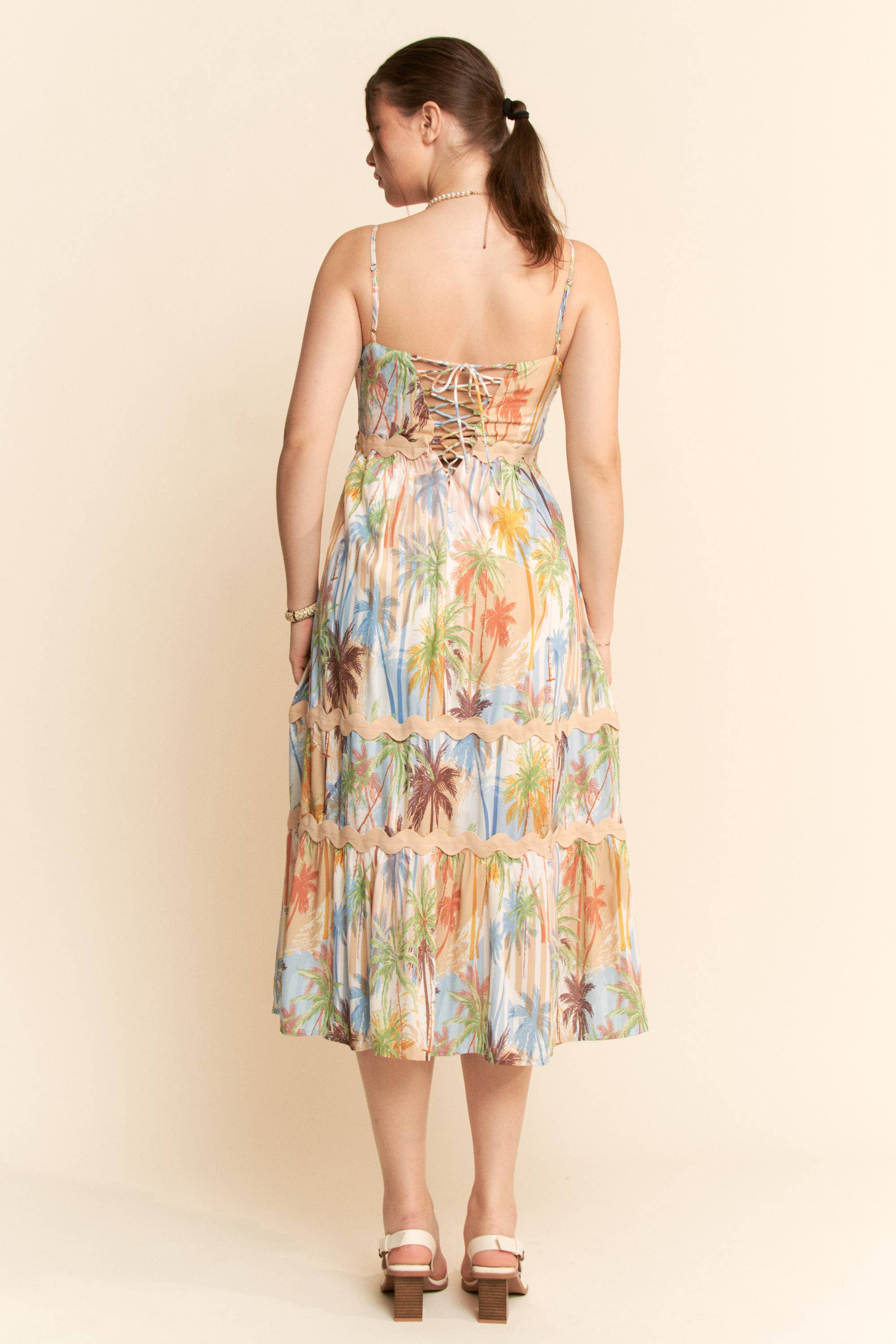 SLEEVELESS MIDI SUNDRESS SPAGHETTI STRAPS